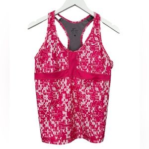 NIKE Pink Pixel Racerback Built in Bra Athletic Sports Tank Top Size Large